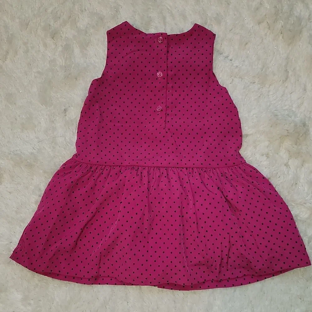 𝅺GYMBOREE FUSCIA POLKA DOT DRESS WITH PANTIES, SIZE 12-18 MONTHS, NEW!